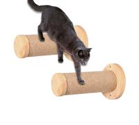 Arbre mural pour chat - Grattoir en bois après étable et échelle de sécurité - 2 meubles muraux pour animaux de compagnie - Fournitures d'intérieur - Étagère murale pour l'escalade