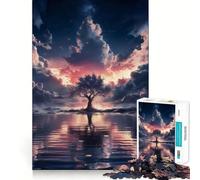 Arbre mystérieux au crépuscule Puzzle Difficile de 1000 pièces pour Adultes Jeu de logique Solide Moments de complicité Bords Nets (50x75cm)