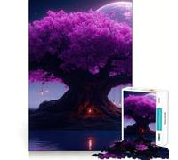 Arbre Mystique aux Fleurs Violettes Puzzle Difficile de 1000 pièces pour Adultes Jeu de logique Solide Moments de complicité Bords Nets (38x26cm)