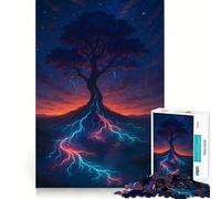 Arbre Mystique aux Racines Lumineuses Puzzle Difficile de 1000 pièces pour Adultes Jeu de logique Solide Moments de Partage Bords Nets (50x75cm)