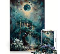 Arbre Mystique sous Une Lune Brillante Puzzle de 1000 pièces pour Adultes Jeu de logique et de réflexion Loisirs Amusants Bords Lisses (38x52cm)
