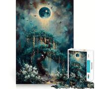 Arbre Mystique sous Une Lune Brillante Puzzle de 1000 pièces pour Adultes Jeu de logique et de réflexion Loisirs Amusants Bords Lisses (38x52cm)