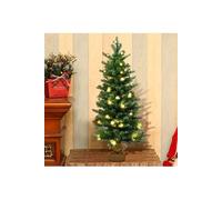 CostwayArbre de Noël de Table H90CM dans Sac de Lin Sapin Epicéa en PVC+PE avec Fonction de Minuterie 363 Branches 50 Lumières LED