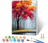 Arbre Peinture Numero Adulte avec Cadre, Voir Peinture Numero Enfant, DIY Loisirs Créatifs Adultes Kits avec Pinceaux et Pigment Acryliques, Paint by Numbers Kits, Decoration Murale, 100x135cm L-9744