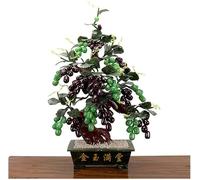 Arbre porte-bonheur en cristal de jade naturel en pot de vigne de vigne de jade fortune arbre d'argent décoration de la maison Feng Shui cadeaux d'artisanat bonne fortune et prospérité arbre en