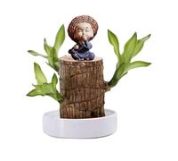 Arbre porte-bonheur, plante porte-bonheur brésilienne avec statue de moine, ensemble de plantes hydroponiques en bois brésilien à croissance facile, mini pots de fleurs en bois du Brésil pour pots (C)