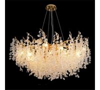 Arbre Réglable Brah Chdelier L100cm, Moderne Luxe Luxe Or Cristal Chdeliers Long Pompon Hging Luminaire pour Salle à Manger Isld Salon Entrée Foyer, Rond, Round 80cm