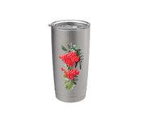 Arbre rouge Rowan baies et feuilles un côté forme mania Gobelet isotherme en acier inoxydable double paroi
