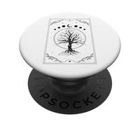 Arbre sacré Magique avec Phase de Lune céleste et étoile PopSockets PopGrip Adhésif