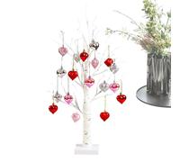 Arbre Saint-Valentin,Décoration en Bouleau à Lueur Romantique avec Minuterie,Arbre Lumineux 24 LED avec 18 Ornements en Forme de Cœur | pour Décoration Intérieur, Saint-Valentin et Mariage