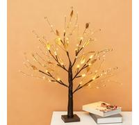Arbre scintillant avec lumières - Arbre décoratif en fleurs de baies rouges, lampes bonsaï artificielles pour décoration de table de Noël avec 24 perles LED