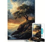 Arbre Solitaire sur Une Falaise Puzzle de 1000 pièces pour Adolescents Jeu de réflexion Évasion apaisante Bords précis Cadeau Exceptionnel (38x52cm)