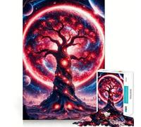 Arbre Spatial Fantastique Rouge, Puzzle de 1000 pièces pour Adultes, Jeu d'exercice Mental, Lien Familial, découpe de précision, Cadeau créatif (38x26cm)