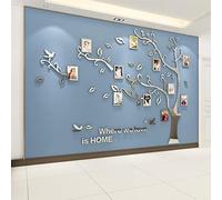 Arbre Sticker Muraux 3D Autocollants DIY Cadre de Photo Stickers Mural Arts Décorations pour Chambre, Salon, Chambr (J Argent Gauche,M: 150 * 210CM)