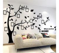 Arbre Sticker Muraux 3D Autocollants DIY Cadre de Photo Stickers Mural Arts Décorations pour Chambre, Salon, Chambr (Noir Droite,XL: 200 * 276CM)