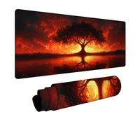 Arbre Tapis de Souris XXL, Grand Sous Main Bureau 600x300x3mm Coucher De Soleil, Haute Précision et Vitesse Mouse Pad, Desk Mat avec Base en Caoutchouc, Gaming Accessoire Bureau, pour PC Laptop M-7027