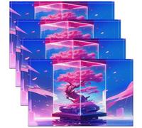 Arbre Tapis de Table 45x30,Pétales de Fleurs de Cerisier Style Japonais Sets de Table,Cerisier Fleurs de Jardin Ciel Résistant À Chaleur Sets de Table,Fleurs Roses Bleues Imperméables Tapis de Table