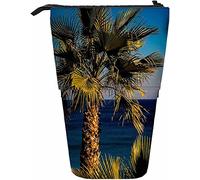 Arbre Télescopique Crayon Papeterie Trousse Stylos Boîte De Rangement avec Fermeture Éclair pour Femmes Hommes Garçons Filles Palmier Mer Tropical Océan Lumière Soleil Feuille Nature Horizon Branche