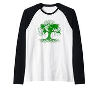 Arbre Terre Racines Silhouette Healthy Planet Eco Vert Manche Raglan