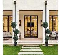 Arbre topiaire artificiel, boule de buis de Milan de 90 cm, arbres topiaires, boule de buis, boules triples pour porche, maison, décoration de jardin DIMENSIONS ET LIVRAISON : Le colis comprend un arb
