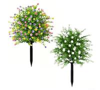 Arbre topiaire artificiel en forme de boule, 55 cm, plante artificielle en pot avec fleurs, verdure extérieure résistante aux UV, base en ciment lestée pour plus de stabilité, décoration de jardin et