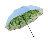 Arbre vert Parapluie pliants compact et pliable, Parapluies de voyage couche double Protection UV Sunblock UPF 50+ Parasol Parapluie soleil/pluie(bleu)