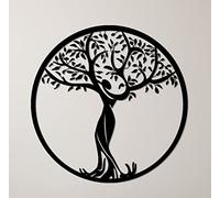 Arbre Vie Decoration Murale Ronde Encadré, Arbre de Vie Metal Deco Murale Pour La Maison, Le Salon, La Chambre Et Le Bureau, Grande Spirituelle Design, Cadeau, Mur En Métal Art (20cm)