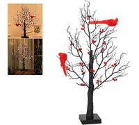 Arbre Vintage avec Cardinaux (53 Cm), 2025, Flamboyant, Et Baies, Décoration De Table for Noël Halloween(2pc)