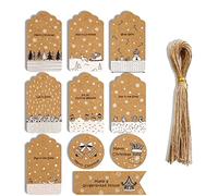 Arbre Wapiti Étiquette Cadeau Étiquette en Papier Kraft Étiquette pour Mariage Cadeau Noël Party, 50 Pack Étiquette Cadeau Papier Kraft Emballage Cadeau de Noël