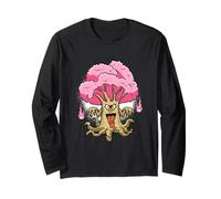 Arbre Yokai en fleur de cerisier avec un œil et flammes roses fantômes Manche Longue