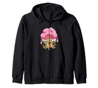 Arbre Yokai en fleur de cerisier avec un œil et flammes roses fantômes Sweat à Capuche