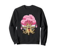 Arbre Yokai en fleur de cerisier avec un œil et flammes roses fantômes Sweatshirt
