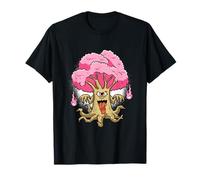 Arbre Yokai en fleur de cerisier avec un œil et flammes roses fantômes T-Shirt
