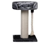 Arbres à Chat RHRQuality pour Grands Chats - Chartreux - 80 cm de Haut - avec Poteau en sisal Extra épais de 20 cm - Bac à litière Luxueux de ⌀60 cm - Gris foncé