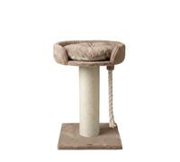 Arbres à Chat RHRQuality pour Grands Chats - Chartreux - 80 cm de Haut - avec Poteau en sisal Extra épais de 20 cm - Bac à litière Luxueux de ⌀60 cm - Crème