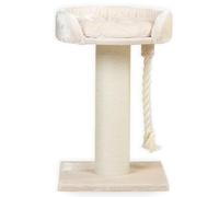 Arbres à Chat RHRQuality pour Grands Chats - Chartreux - 80 cm de Haut - avec Poteau en sisal Extra épais de 20 cm - Bac à litière Luxueux de ⌀60 cm - Crème