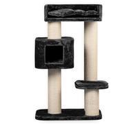 Arbres à Chat RHRQuality pour Grands Chats - Devon Rex - 120 cm de Haut - avec poteaux en sisal de 15 cm et Maison de Jeu - Gris foncé