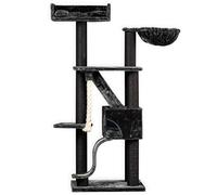 Arbres à Chat RHRQuality pour Grands Chats - Kilimandjaro de Luxe - 195 cm de Haut - avec poteaux en sisal de 12 cm et Couchage Luxueux - Blackline Gris foncé