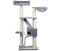 Arbres à Chat RHRQuality pour Grands Chats - Kilimandjaro de Luxe - 195 cm de Haut - avec poteaux en sisal de 12 cm et Couchage Luxueux - Gris Clair