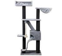 Arbres à Chat RHRQuality pour Grands Chats - Kilimandjaro de Luxe - 195 cm de Haut - avec poteaux en sisal de 12 cm et Plateau de Repos Luxueux - Blackline Gris Clair