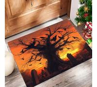 Arbres Anciens Paillasson Interieur Entree 40 X 60 Cm, Corbeau, Cimetière Tapis D'Entrée Antidérapant Et Lavable en Machine, Tapis De Sol Absorbantes Couleur Orange pour Chien, Porte, Couloir