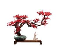 Arbres Artificiels Créatifs De Style Chinois Sculptés À La Racine, Ornements Artisanaux, Érable Rouge Artificiel Zen, Faux Bonsaï, Décoration D'Intérieur, Pot De Fleurs En Céramique, Figurine Artific