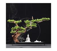 Arbres Artificiels, Plantes Artificielles, Bonsaï Zen, Plante Artificielle En Pot, Décoration En Céramique, Statue De Petit Moine Pour Intérieur/Extérieur, Décoration De Bureau, Pin Simulé, C