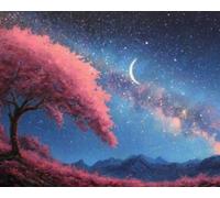 Arbres Ciel éToilé 5D DIY Diamond Painting Kit Complet pour Adultes et Enfants, 20x30cm, Broderie Diamant Plein Rond, Strass Point de Croix pour, Art Artisanat Décoration Murale Maison Cadeau E-799