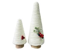 Arbres Cônes en Fil 2 Pièces Ornement pour Bureau Spiralé Élément Central | Décorations Pour Table Sapin Noël En Laine pour Maison Fête Cheminée Comptoir Coin Hiver Ferme Décor Style Blanc