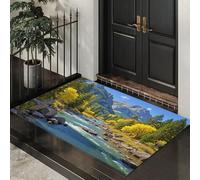 Arbres D'Automne Rivière Paillasson Attrape-Poussière, Tapis De Sol Antidérapant Lavable En Machine, Tapis D'entrée Paysages Naturels D'Automne Douces Pour Chien, Entrée, Porte Et Couloir 80 x 120 cm