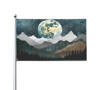 Arbres De Montagne Lune Drapeaux Résistants Aux Intempéries Drapeau Pirate Décoratifs Suspendus Fanion Pour Maison Balcon Anniversaire 90X150Cm