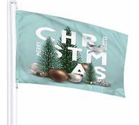 Arbres de Noël Drapeau Décor 0,9 x 1,5 m Blanc Colombe Boule Argent Luxe Artistique Police Boule Élé Polyester Motif Imprimé Décoration Extérieure pour Maisons et Jardins