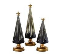 Arbres De Noël étoilés Nuit,3 Pièces Décorations De Noël En Résine | Pour Fêtes À La Maison Appartement Chambre Séjour Dortoir Vacances Maison Fête