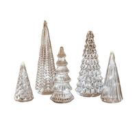 Arbres de Noël lumineux de table - 5 centres argentés | Mini arbres décoratifs de Noël pour maison, bureau, réunions, anniversaires et fêtes d'hiver | Décoration élégante